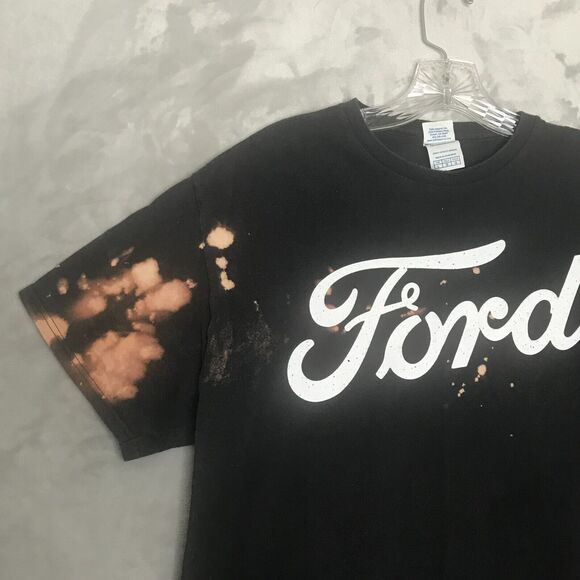 Ford Shirt Adult Large Black Bleached Crew Neck Short Sleeve Garage Cotton Dad - Picture 2 of 10